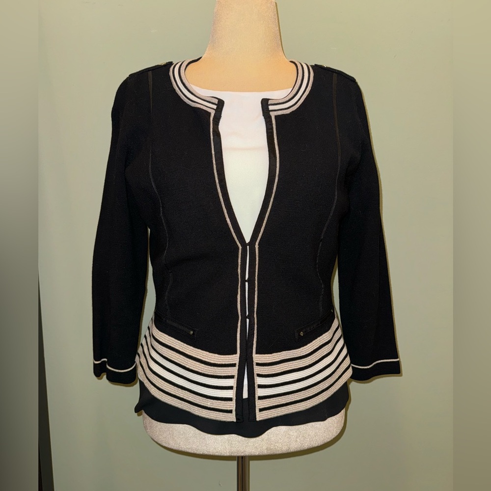 White House Black Market Milano Stripe Jacket-Sz: L- BNWT - Picture 9 of 11